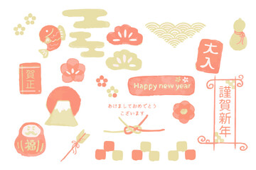 汎用性のある和風の年賀状素材
