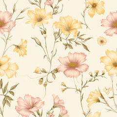 seamless floral pattern with yellow flowers