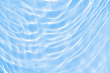 Abstract transparent water shadow surface texture natural ripple on blue background