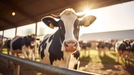 Gordijnen Dairy cows in a farm Farm dairy © Nicolas Swimmer