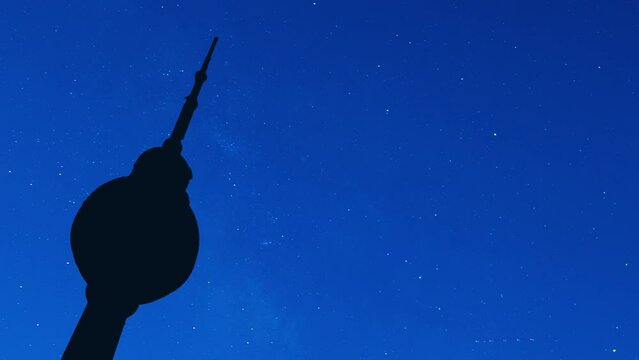 Berlin landmark at Alexanderplatz at night clear sky full of stars