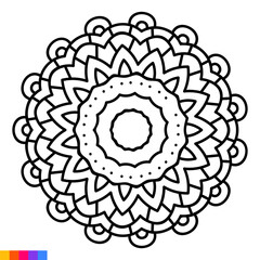 Mandala Art for Coloring Book. Clean Decorative round ornament. Oriental pattern, Vector illustration Coloring book page. Circular pattern in form of mandala for Henna, Mehndi, tattoo, decoration.
