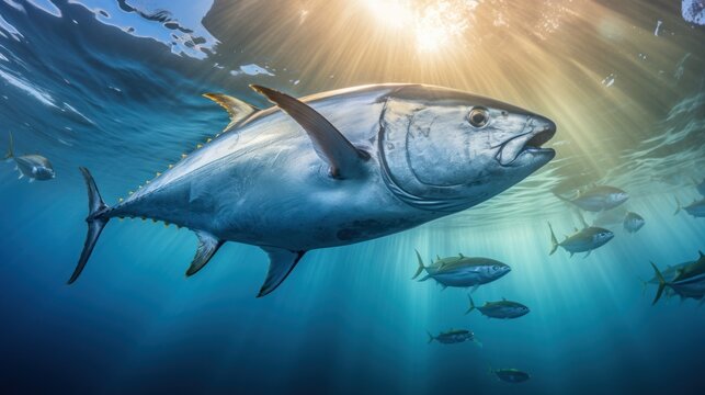 Longtail tuna or northern bluefin tuna on the utensil