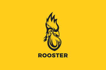 Rooster Logo Head Vintage Style Design Vector template. Chicken Farm Logotype concept.