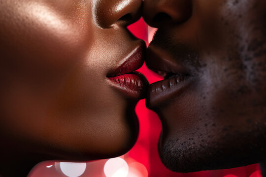 A close up shot of a man and a woman kissing with Generative AI