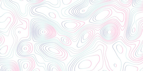 Abstract white background with colorful gradient Topographic line map pattern. Contour elevation topographic and textured Background Modern design with White background with topographic wavy patte.