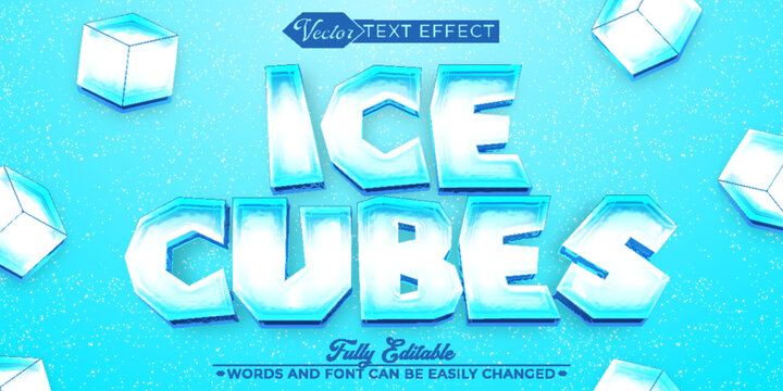 Cartoon Ice Cubes Vector Editable Text Effect Template