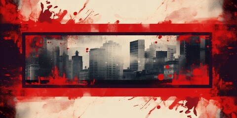 modern movie style background wallpaper template red and grey city scape