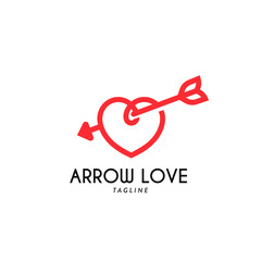 Heart arrow logo shows the concept of love. Arrow Love Logo Symbol Design Template Flat Style Vector