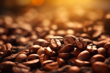 closeup pile coffee beans table hangar background business surrounding green liquid person standing front long splashes good drop - obrazy, fototapety, plakaty