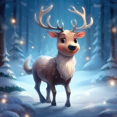 "A Whimsical Adventure with Cute Reindeer in the North Pole" Ai generated.