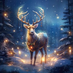 "Meet Santa's Helpers: Cute Reindeer in the Magical North Pole" Ai generated.