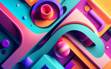 3D render geometric abstract futuristic digital design asset gradient neon colors ai generative 