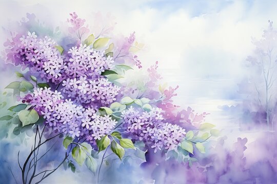 purple flowers sea breeze rises air elder spring light renaissance oil glazing laurels glory background gentle mists