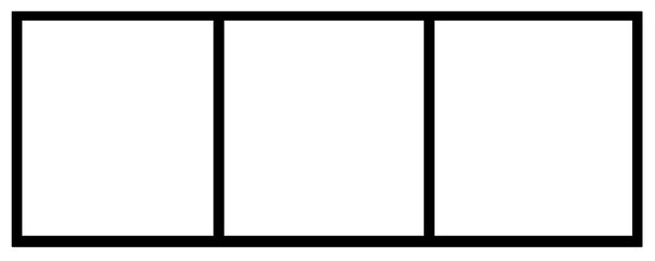 Horizontal comic book template. Comic panel made of 3 empty boxes. Comic strip frames.