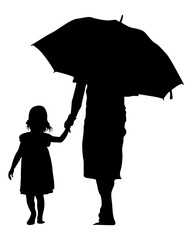 Father and Daughter Silhouette Vector Art