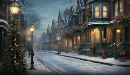 "Explore the Magic of a Victorian Christmas Street" Ai generated.