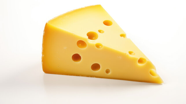 Piece of cheese isolated on white background.