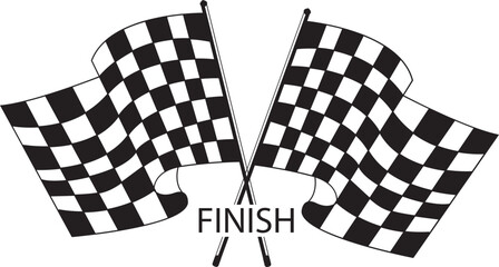 crossed racing flag and chekared flag vector illustration	
