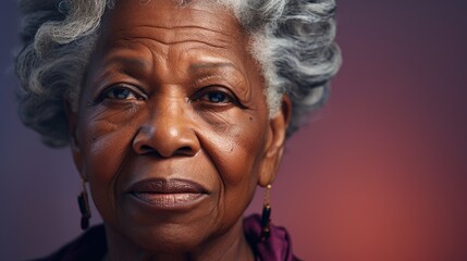 Sad senior old black african american woman portrait