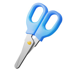 Blue scissor 3D icon vector. Cutting. Cutter