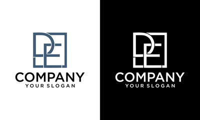 Abstract initial letter D and E logo, usable for branding and business logos, Flat Logo Design Template, vector illustration