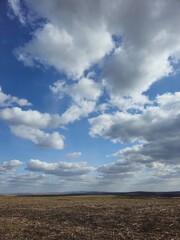 A field with clouds in the sky