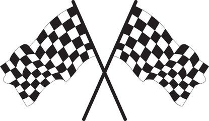 Fototapeta premium crossed racing flag and chekared flag vector illustration