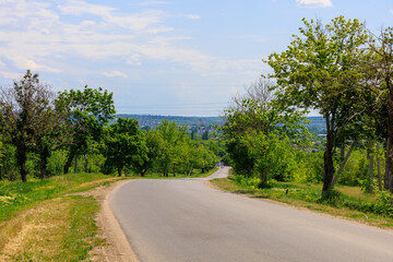 Nice rural road. Background with selective focus and copy space