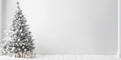 christmas tree on white background. christmas tree for christmas day and happy new year. Xmas eve, Boxing day, New year celebration, happy new year concept. AI Generative