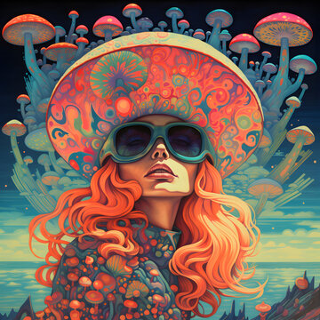 Colorful Retro psychedelic art background
