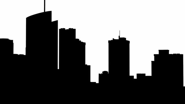 City Buildings - Contrast Silhouettes - Spinning 3D animation loop