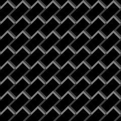 Repeated grey angle brackets and black rectangles background. Seamless pattern design. Chevrons abstract. Checkered ornament. Image with checks. Modern flooring motif. Zigzag lines wallpaper. Vector