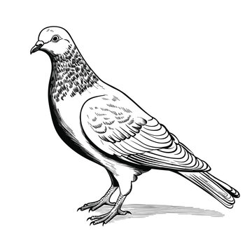 black and white pigeon standing clip art preview