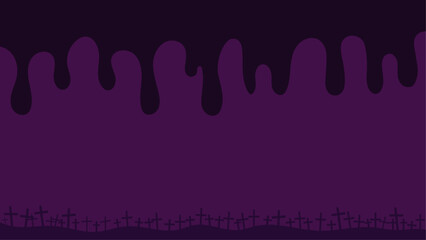 紫色のハロウィンのヘッダーフッターシルエット素材　16：9