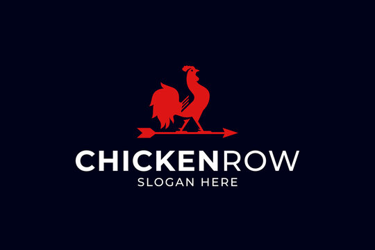 chicken rooster on arrow modern concept logo vector design