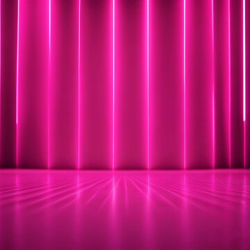 Neon pink background.