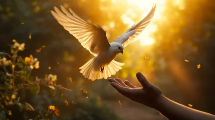 Foto op Plexiglas Dove as a symbol of peace. Love and hope concept. Background with selective focus and copy space © top images