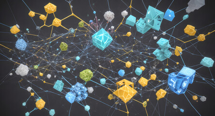 Creating a Digital Network Nexus: Crafting a Dynamic 3D Abstract Background
