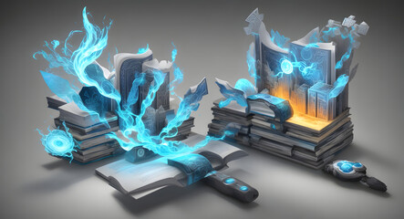 Evoking a Digital Knowledge Realm: Crafting a 3D Abstract Background