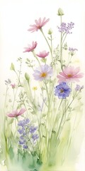 Obraz na płótnie Canvas Spring meadow flowers. AI generated illustration