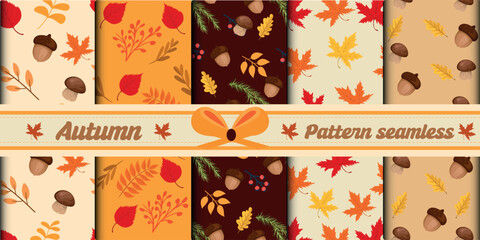 Fototapeta na wymiar Autumn pattern seamless. Autumn leaves seamless pattern, repeating vector texture