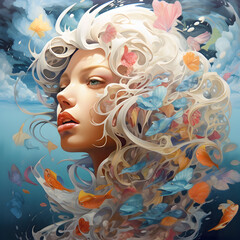 Surrealism art of beautiful girl