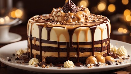 Fototapeta na wymiar chocolate cake with nuts