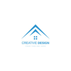 Home vector logo template for real estate company. Illustration of roof of house on green background. Design element. Creative idea for logotype. EPS10.