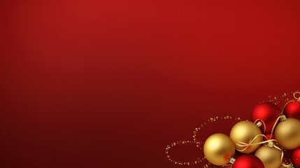 a red and gold christmas background with baubles and gold ornaments.  generative ai