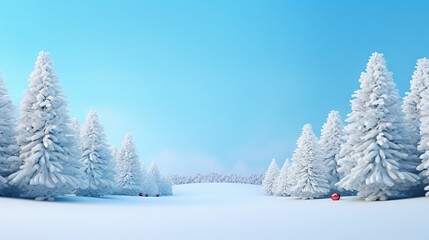  a snowy landscape with trees and a sled in the foreground.  generative ai