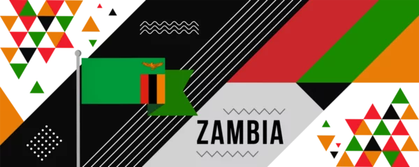 Foto op Aluminium Flag of Zambia for national or Independence day design for Zambian celebration. Modern retro design with abstract geometric icons. Vector illustration © Smix Ryo 