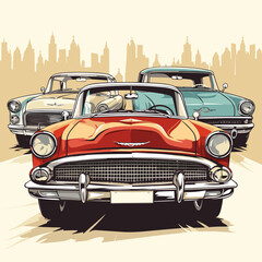 Vector of classic cars in retro style