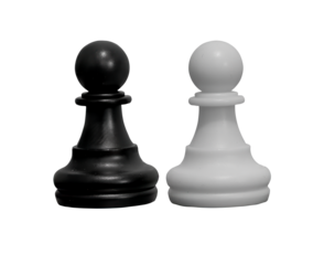 black and white pawns ,chess pieces on transparent background